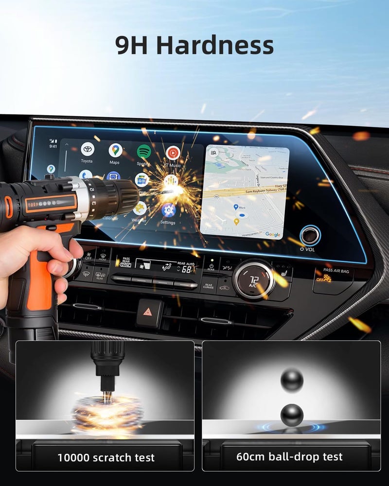 LANGBEAN Screen Protector for 2023 2024 2025 Toyota Highlander 12.3 inch Touchscreen, HD Clear, High Sensitivity, 9H Tempered Glass Car Navigation Screen Protector - Image 5